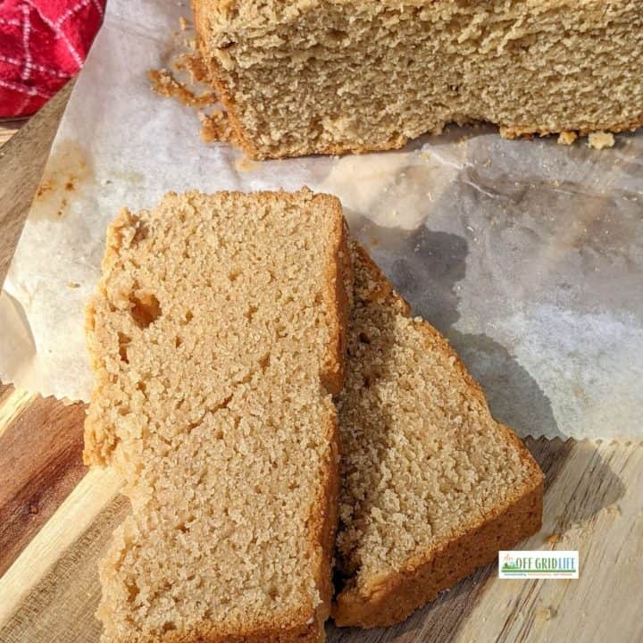 Two slices peanut butter bread