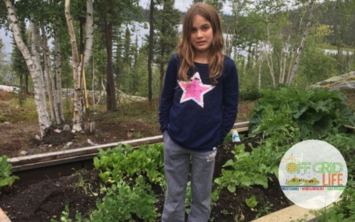 Child in her vegetable garden