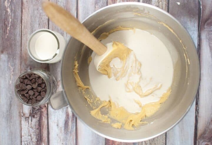 Adding milk to sourdough chocolate chip muffins batter