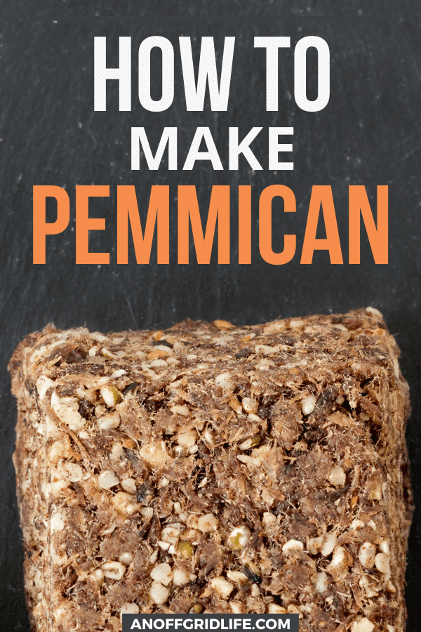 How to Make Pemmican text overlay on image of homemade pemmican.
