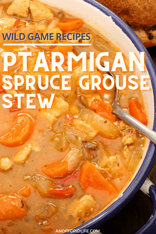 A pinterest image of ptarmigan stew