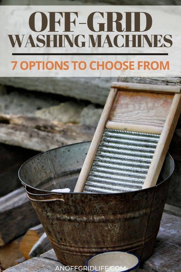 a pinterest image of an old-fashioned washboard in a steel washbin.
