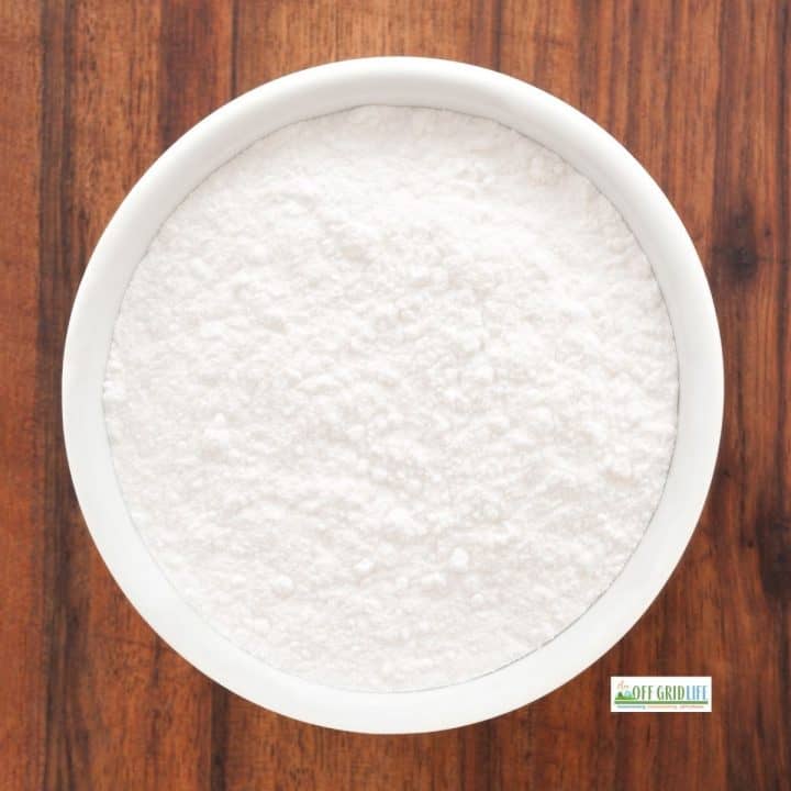 Baking soda in a dish to add to epsom salts and ammonia for homemade natural fertilizer