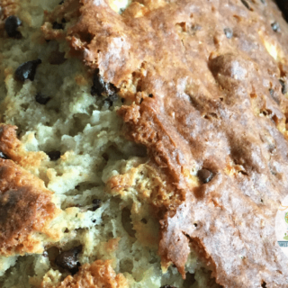 Homebaked banana bread with chocolate chips.