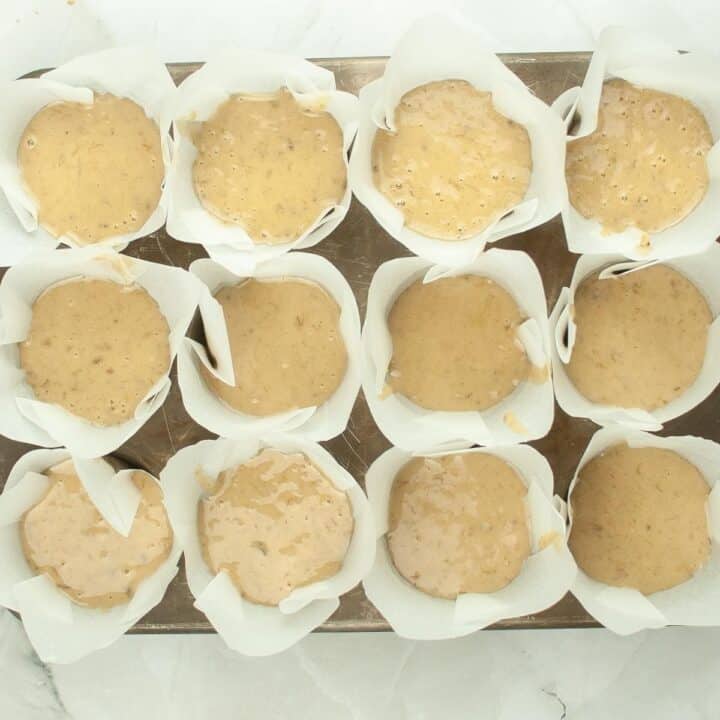 Sourdough Discard Muffins batter in tin