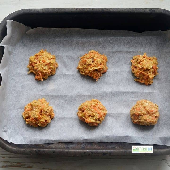 Carrot cookies on baking sheet