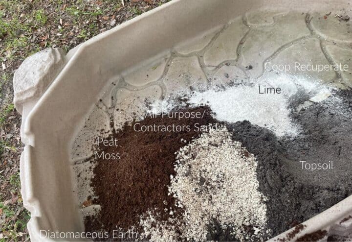 Chicken dust bath ingredients.