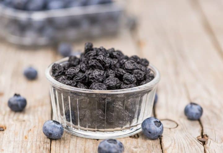 Dehydrated blueberries.