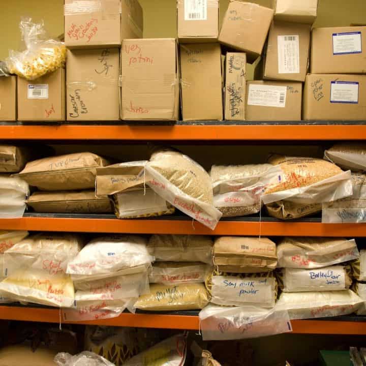 Dried goods in bulk for stocking prepper pantries.