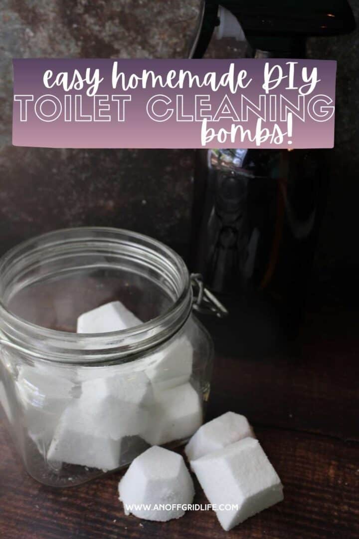Easy Homemade DIY Toilet Bombs in a glass jar.