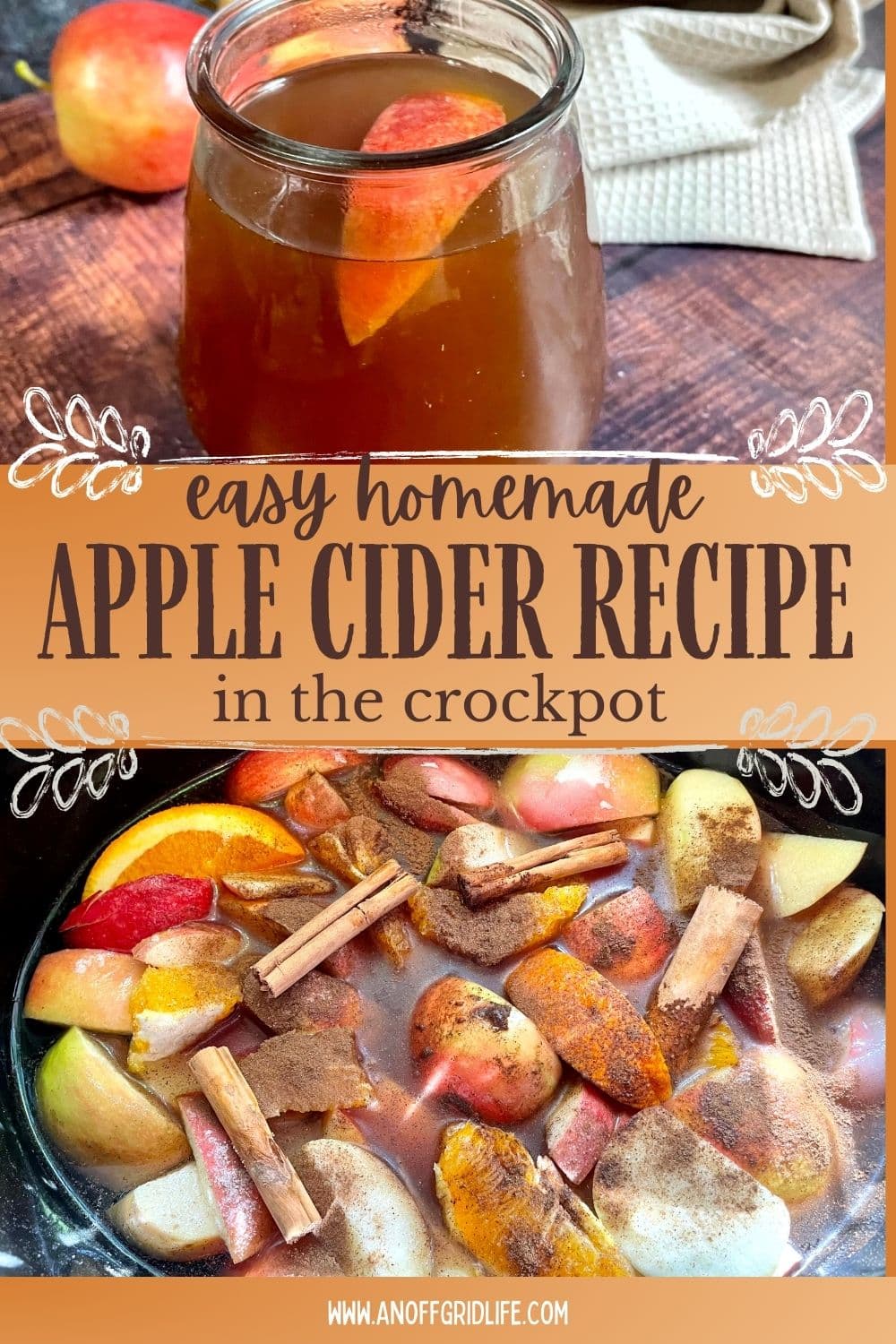 Easy homemade apple cider recipe in the crockpot.