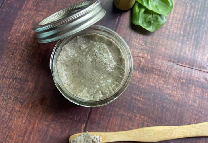 Finished homemade toothpaste in mason jar