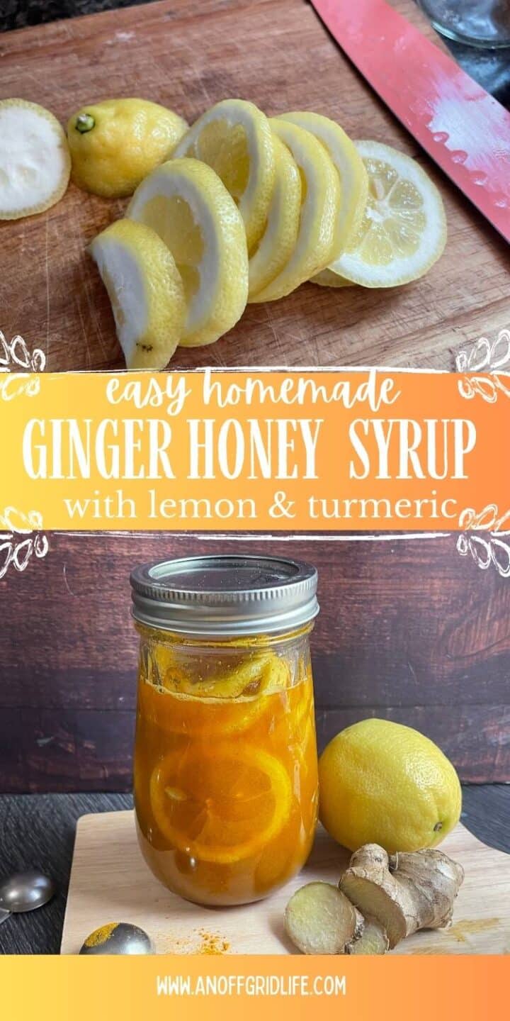 Easy homemade ginger honey syrup with lemons.