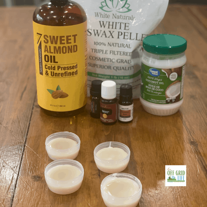 homemade beeswax lip balm supplies.