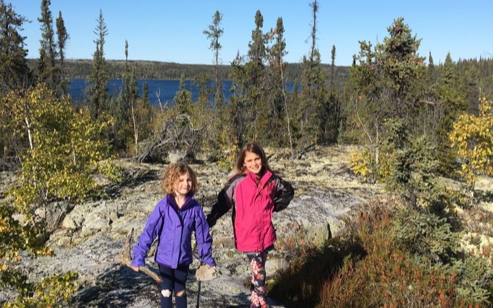 Kids outdoors in boreal forest