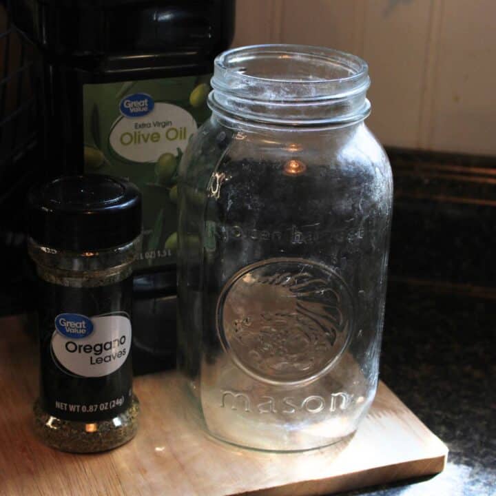 DIY mason jar with oregano oil.