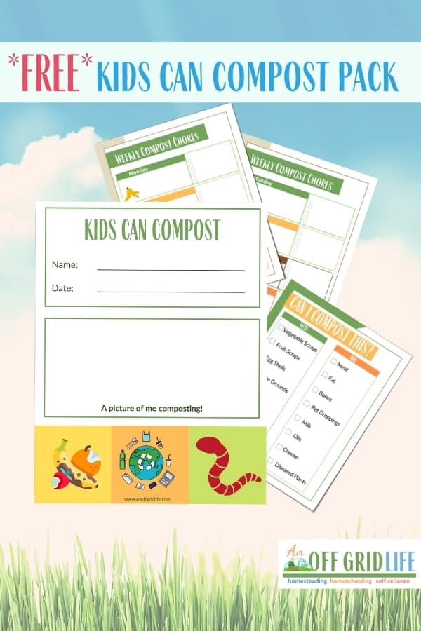Kids Can Compost printable sheets on a cloud background