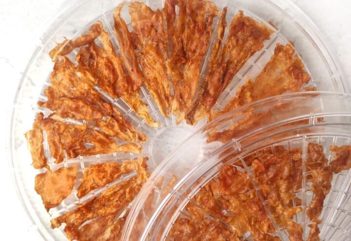 Making chicken jerky in dehydrator.