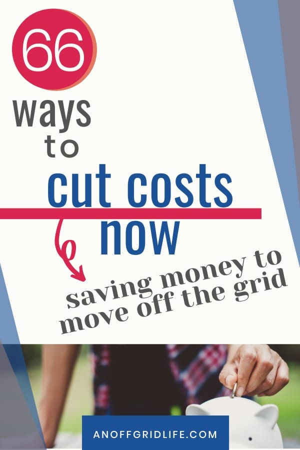 Text overlay - person in plaid shirt putting coin in a piggy bank on a wooden table