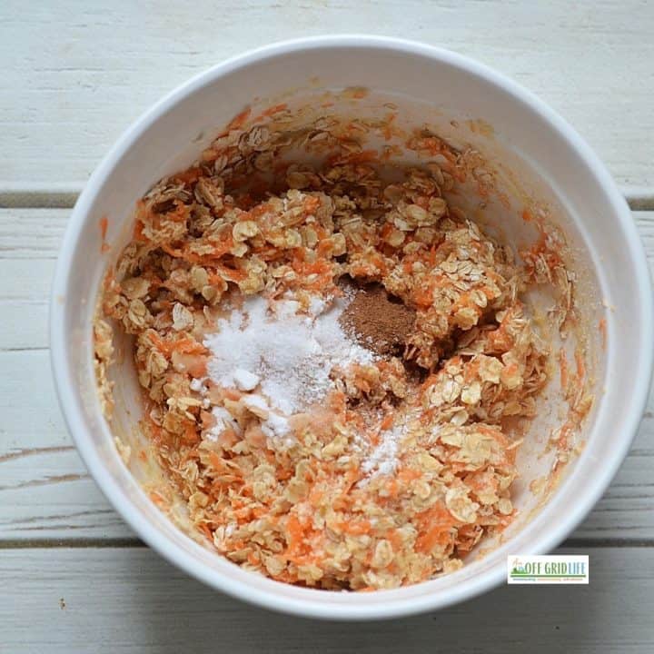 Mixing carrot cake cookies