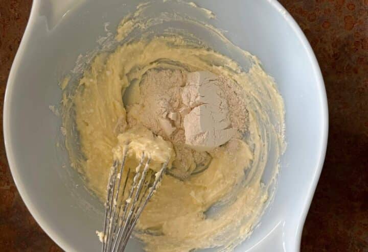 Mixing cookie dough.