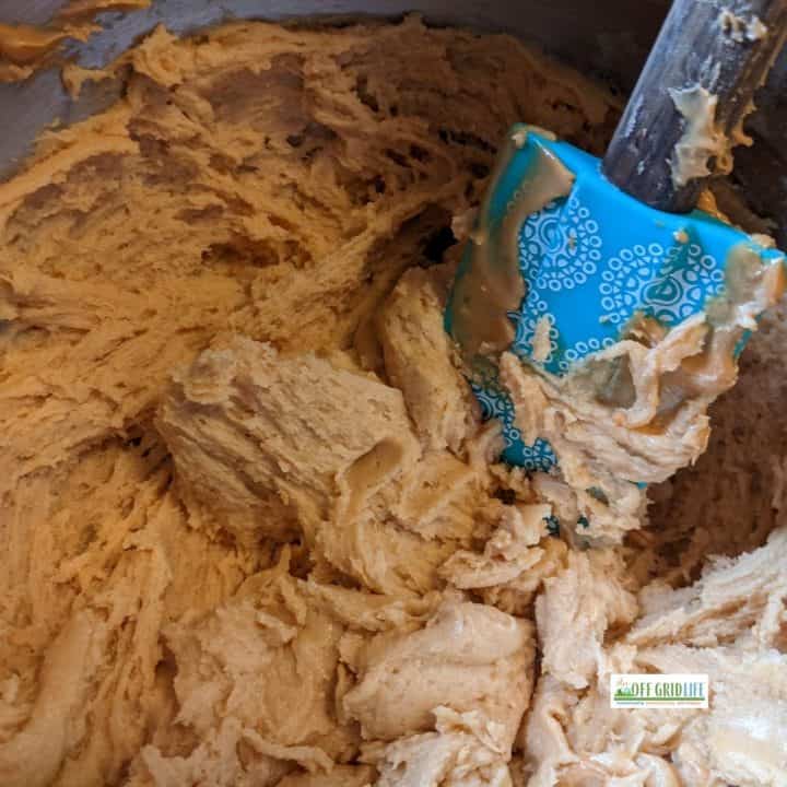 Mixing depression era peanut butter loaf