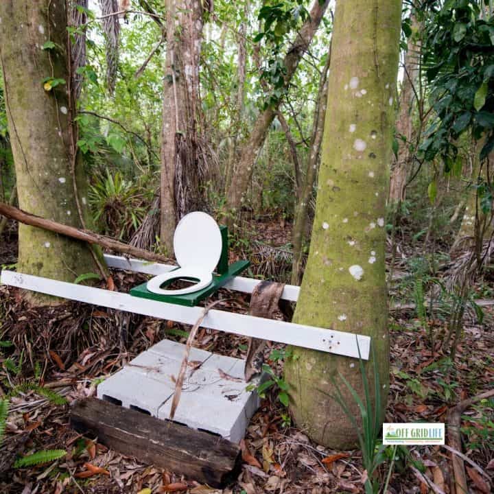 Off Grid Toilets Rustic outdoor toilet setup