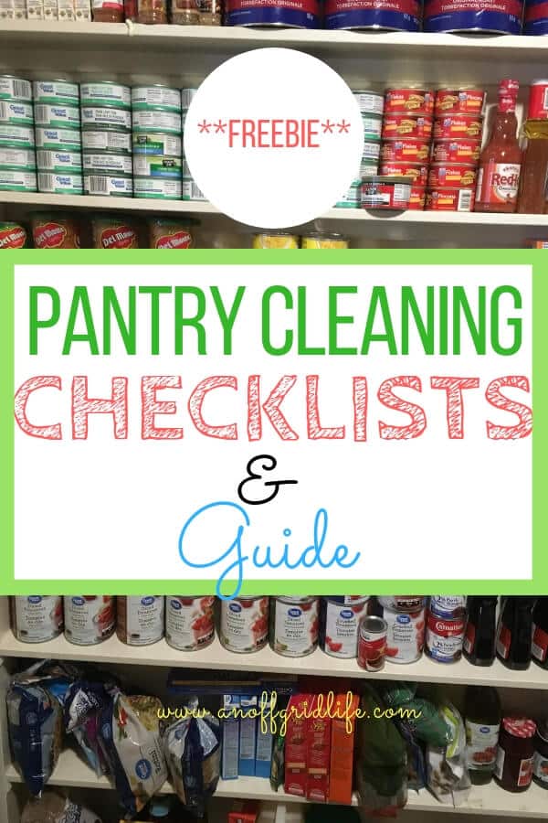Spring clean your pantry with this step-by-step guide and handy free pantry cleaning checklist. #pantrygoals #pantrycleaningchecklist #homesteadpantry