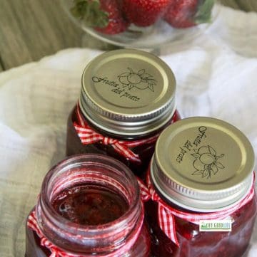 Homemade Strawberry Syrup in glass jars