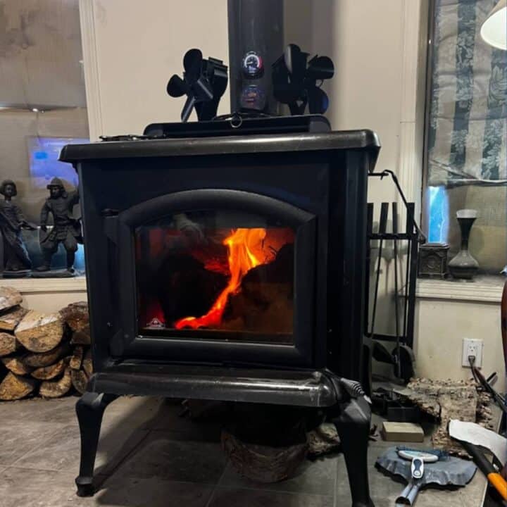 A wood burning stove in a store.