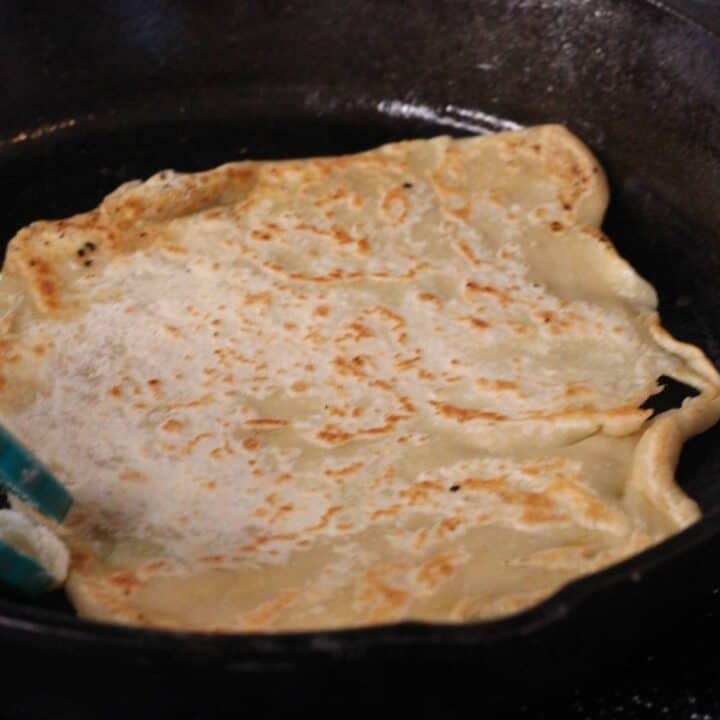 Sourdough Tortilla in Skillet.