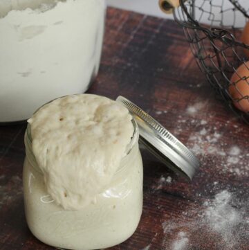 Sourdough Starter Bubbling Over Mason Jar.