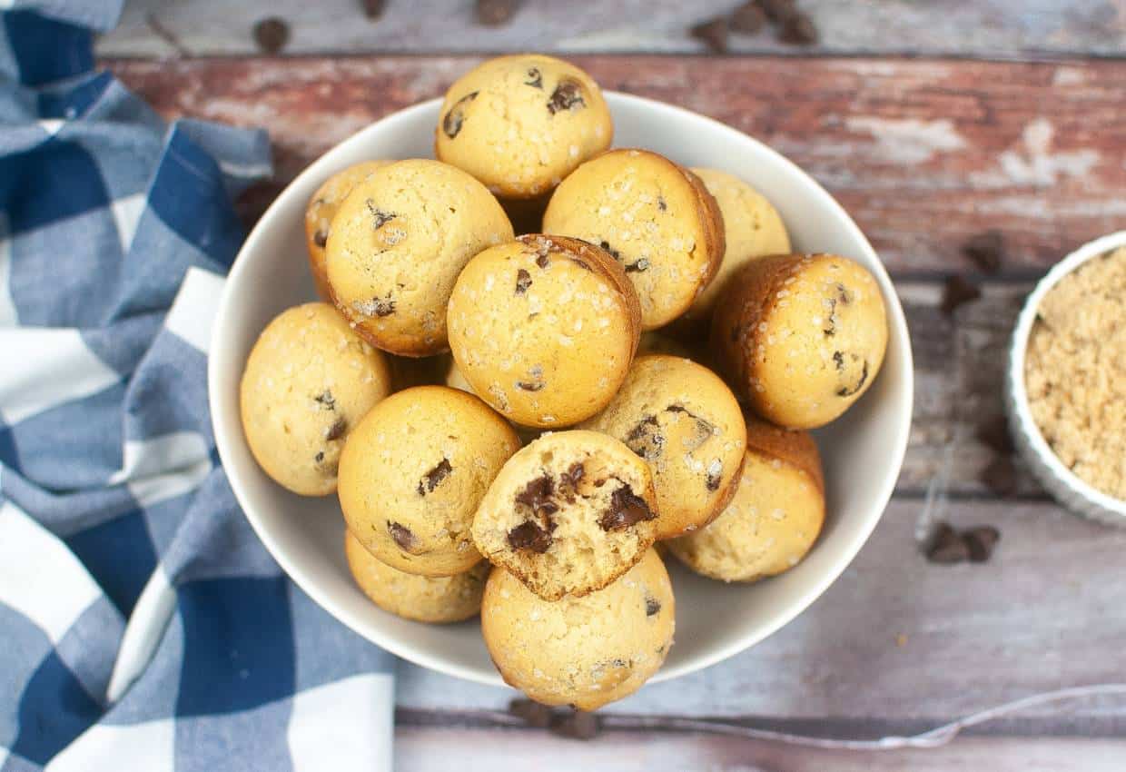 Sourdough discard chocolate chip muffins in bowl
