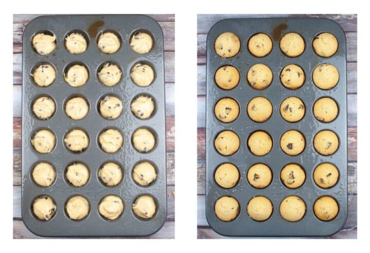 Sourdough discard chocolate chip muffins in pan