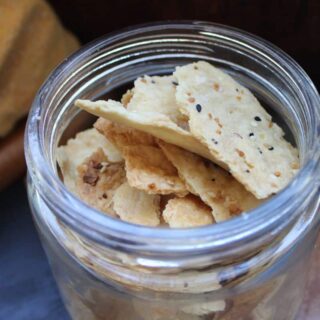 Sourdough discard crackers in a jar