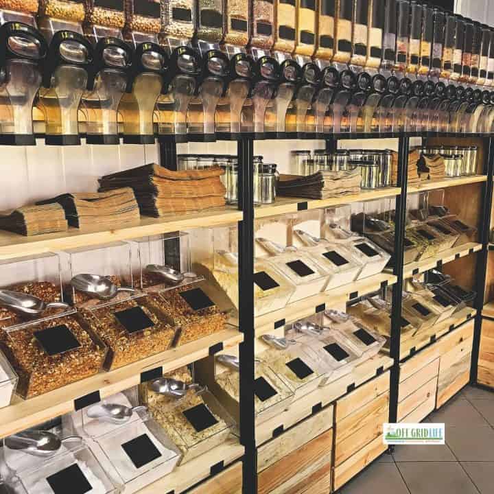 Shelves of bulk items to buy in a store