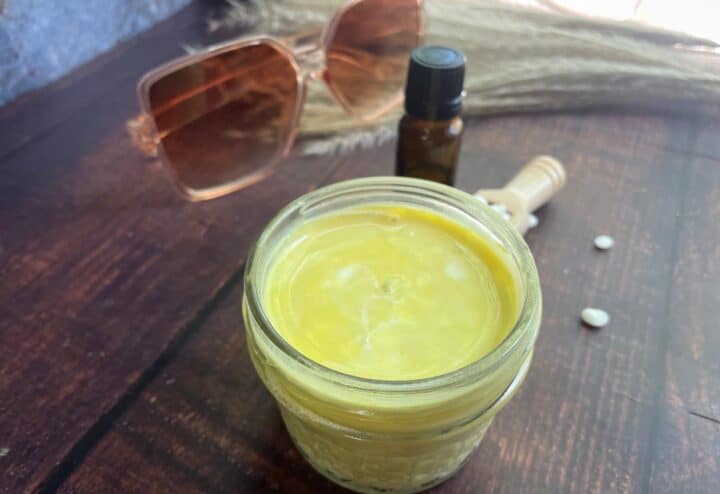 The finished DIY natural sunscreen.