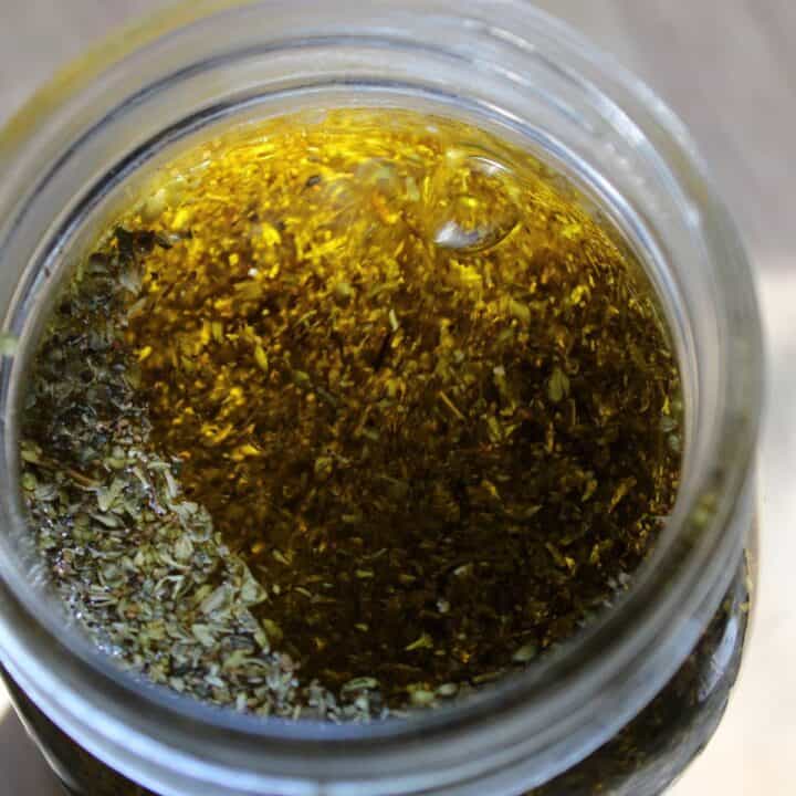 Top view of homemade oregano oil
