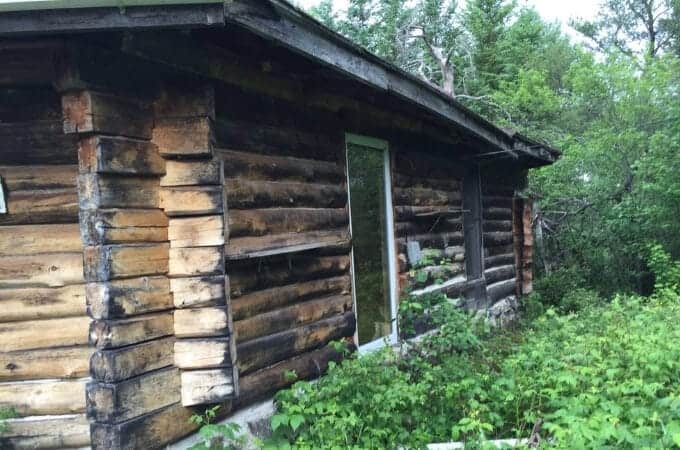Log cabin off the grid.