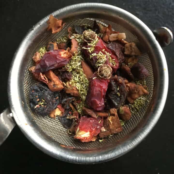 Winter foraged dried wild edibles for tea