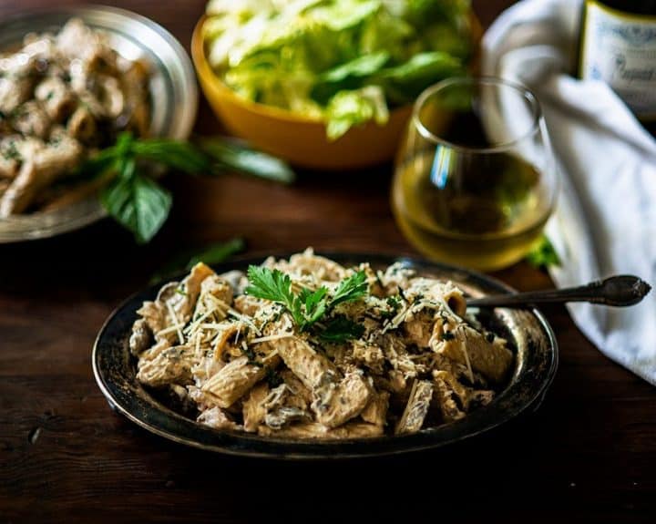 blackened chicken with mushroom sauce