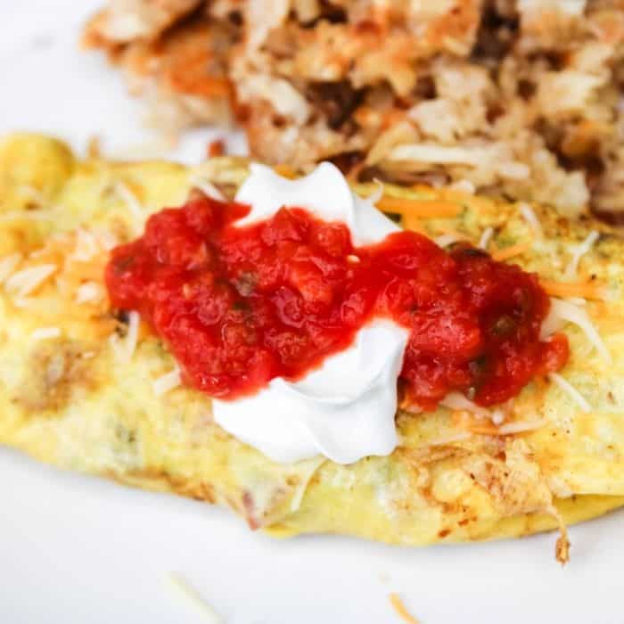 omelet cooked on a blackstone griddle