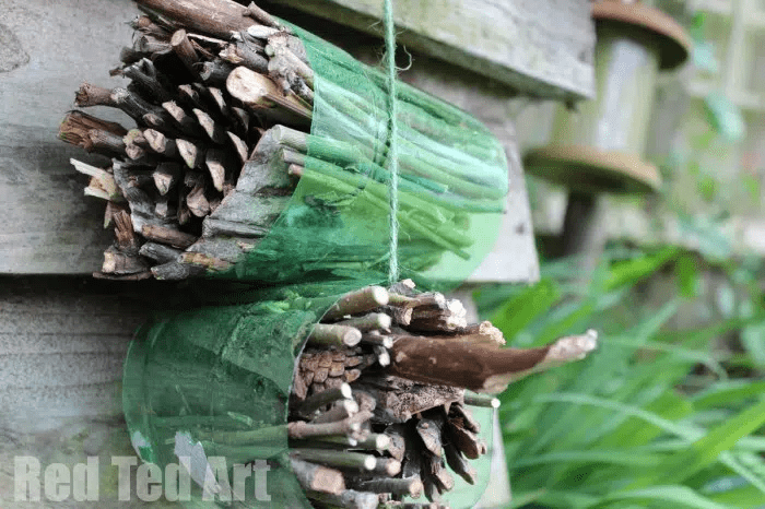 bug hotel from recycled bottle