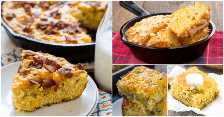 collage of three cornbread recipes
