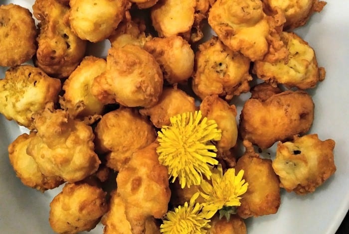 fritters made from dandelion flowers
