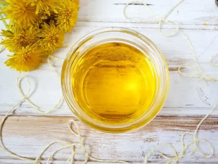 Homemade dandelion oil.