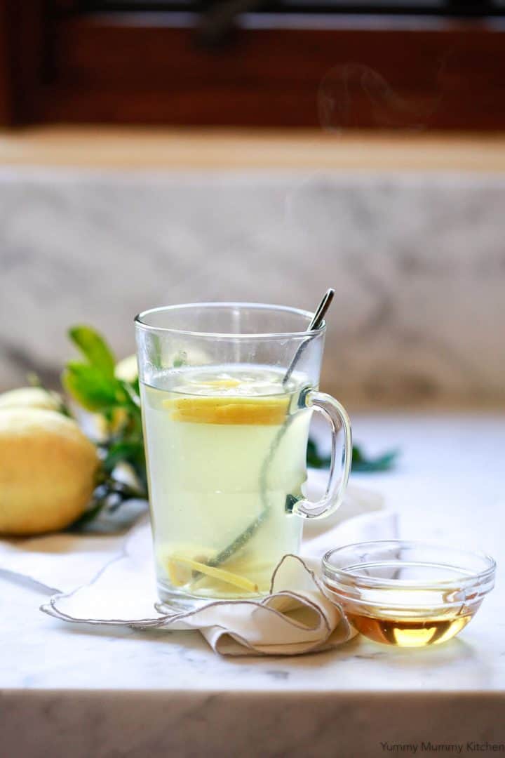 Glass of dandelion detox tea.