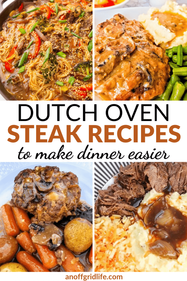 collage of Dutch oven steak recipes
