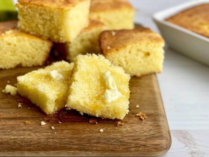 gluten free cornbread on cutting board