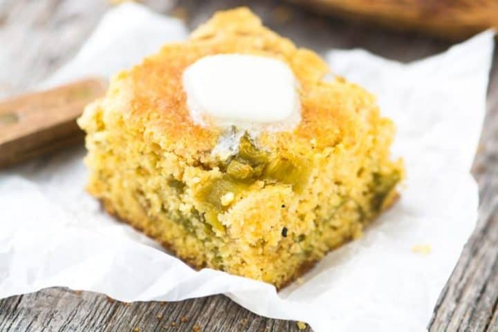 hatch green chile cornbread with butter